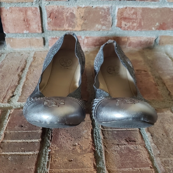 Tory Burch Silver Gabby Python Ballet Flats - Picture 6 of 10